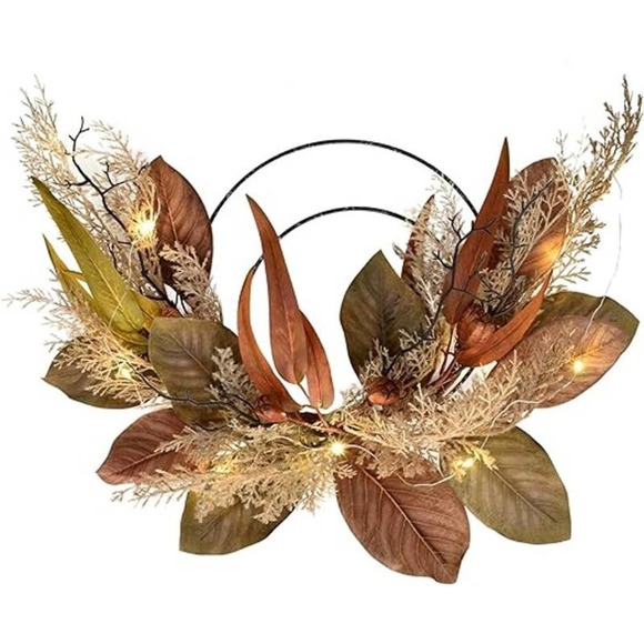 24” Fall Wreaths Led Plastic Rattail Grass Branches Wall Décor For Home0 - Picture 1 of 7